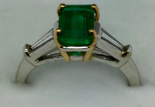 Platinum/18k Gold Emerald and Diamond Ring