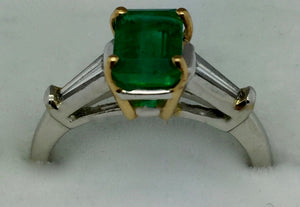 Platinum/18k Gold Emerald and Diamond Ring