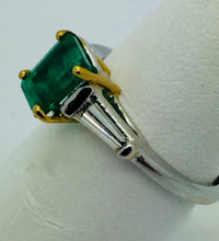 Platinum/18k Gold Emerald and Diamond Ring