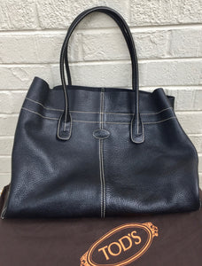 Tod's of London Black Leather Tote Handbag