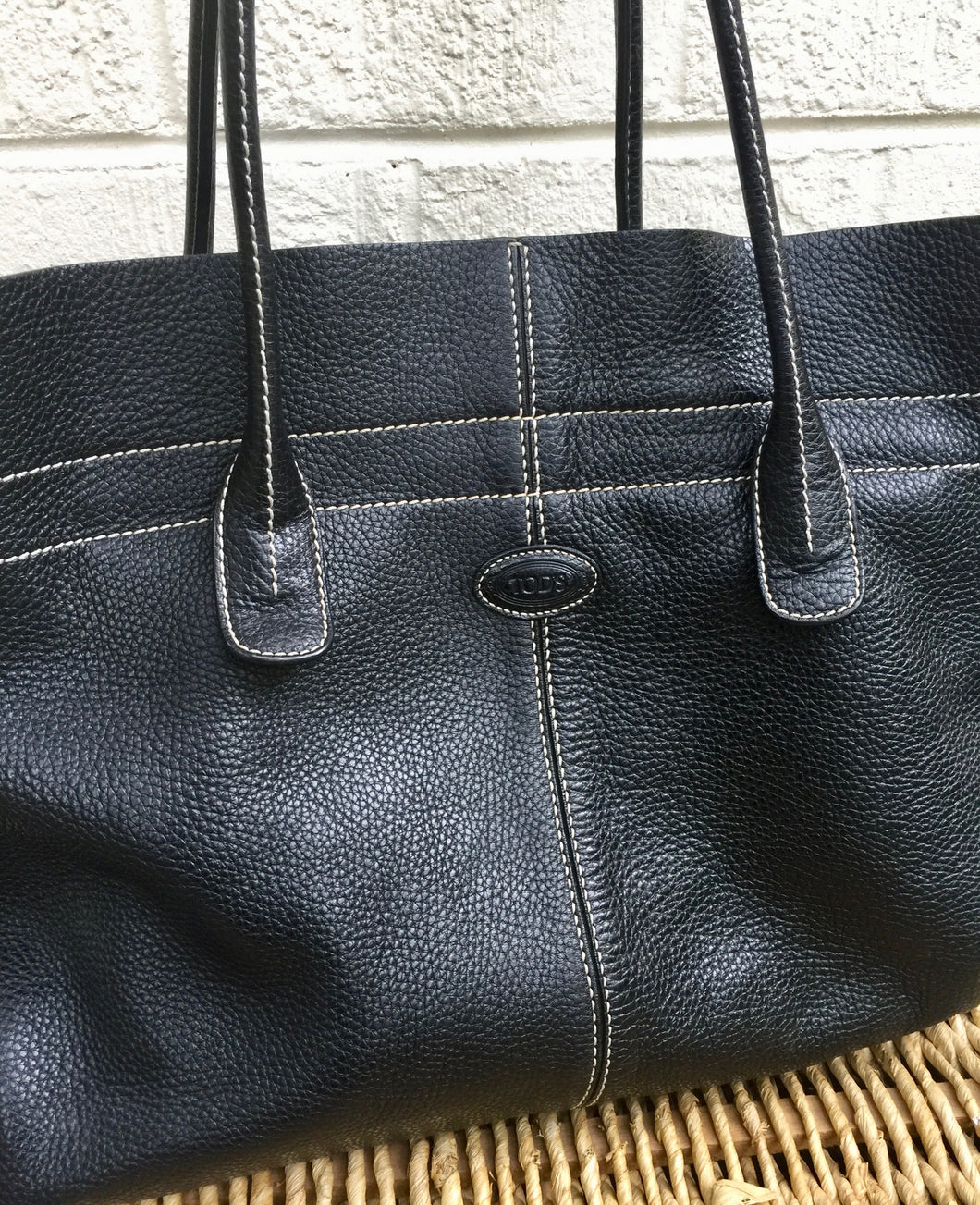 Tod's of London Black Leather Tote Handbag